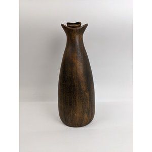 David Auld Handcrafted Large Wood Jug Urn Made in Haiti Vase